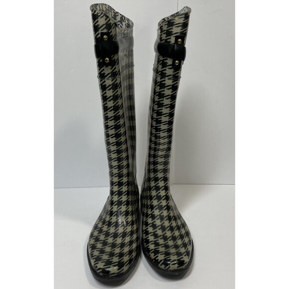 LAUREN RALPH LAUREN Rossalyn Houndstooth Tall Rain Boots Size 8 B 11768 G15 - Picture 7 of 9